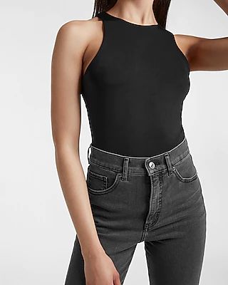Express Body Contour Ribbed Bustier Crop Sweater Top Black Women's XS