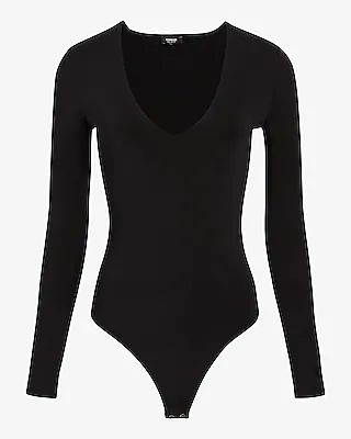 Body Contour Compression V-Neck Long Sleeve Bodysuit Women's XS