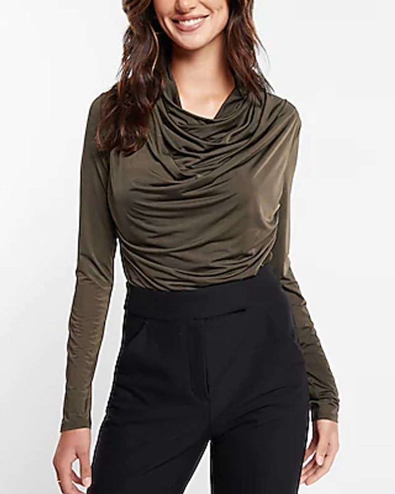 Draped Cowl Neck Long Sleeve Top Women's