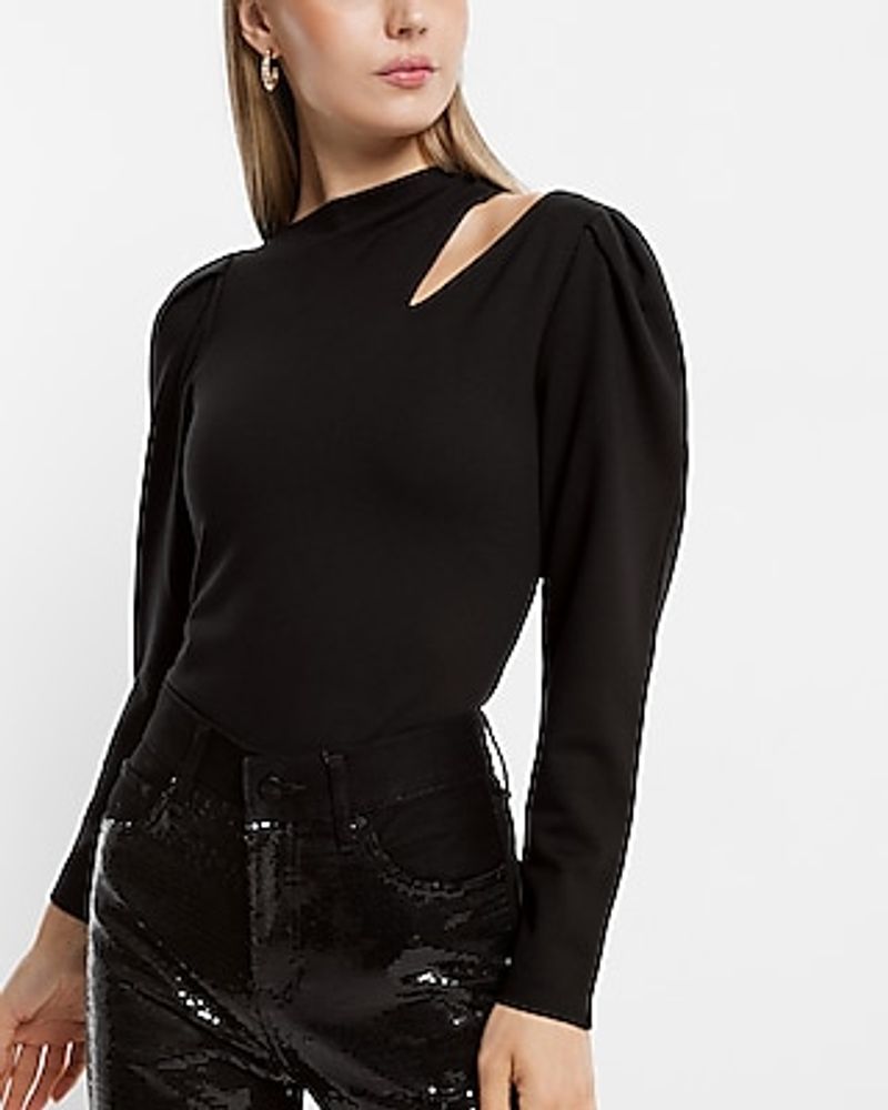 Cutout and Puff Sleeve Bodysuit