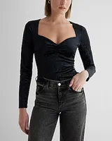 Body Contour Crushed Velvet Sweetheart Neckline Top Women