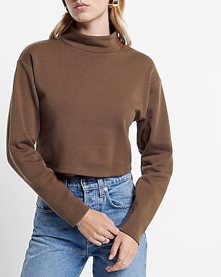 Mock Neck Dolman Sleeve Fleece Sweatshirt