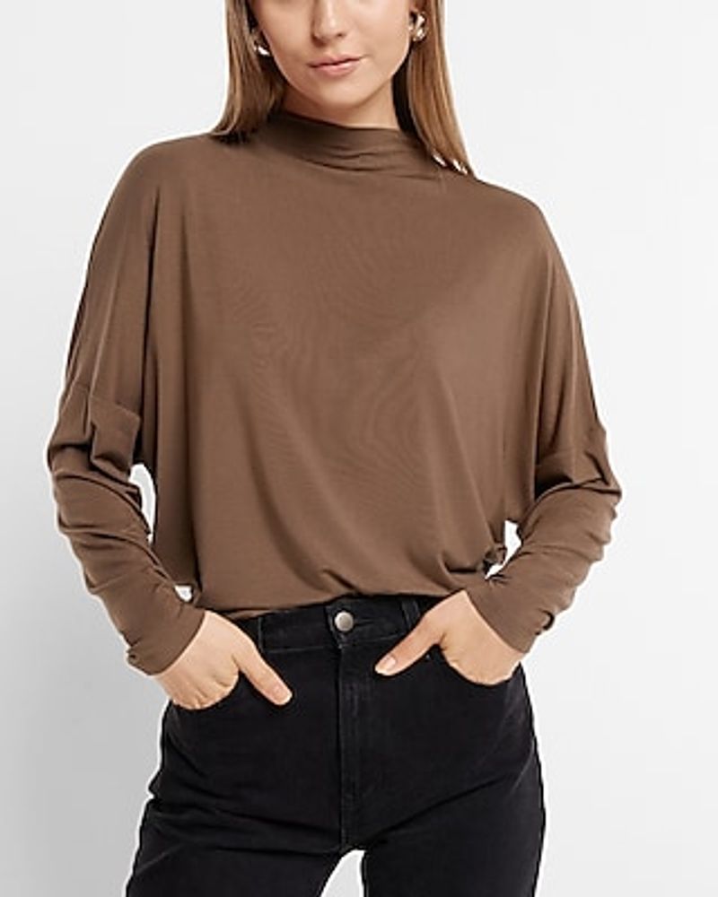 Mock Neck Dolman Sleeve Tee