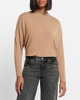 Mock Neck Dolman Sleeve Tee Brown Women's XS