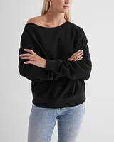 Relaxed Off The Shoulder Fleece Sweatshirt Women's M