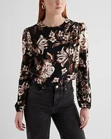 Skimming Floral Crew Neck Puff Sleeve Bodysuit Multi-Color Women's XS