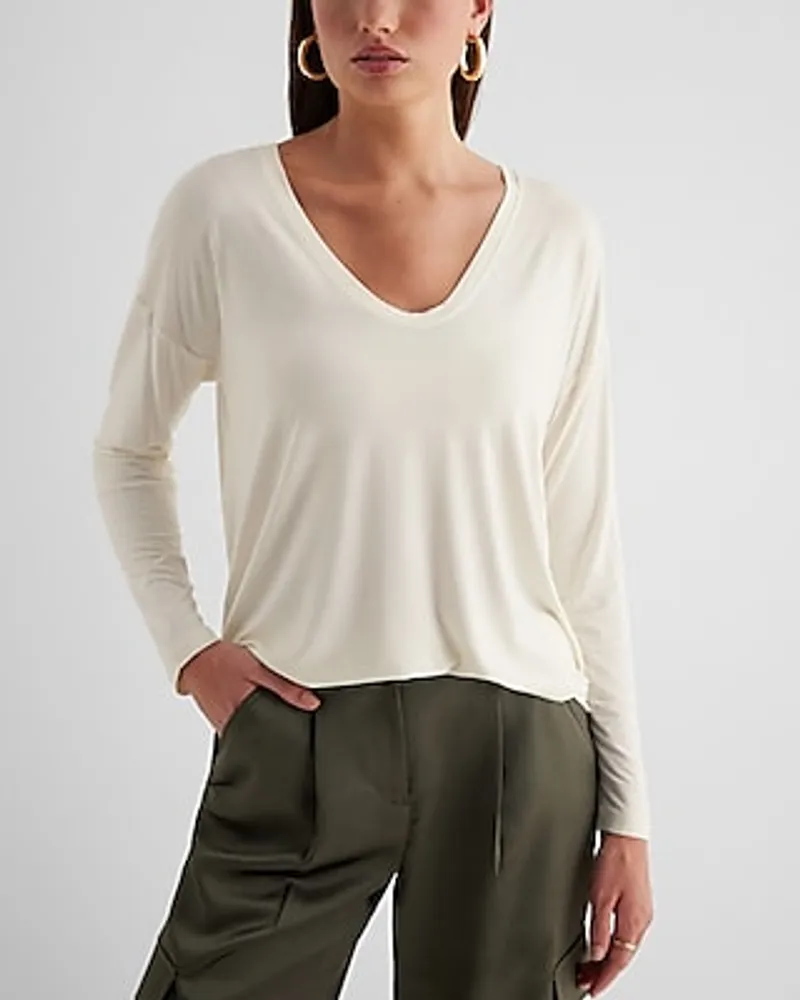 Supersoft Relaxed V-Neck Long Sleeve Tee