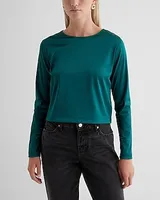 Skimming Satin Crew Neck Long Sleeve Tee