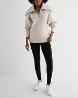 Quarter Zip Oversized Collar Fleece Sweatshirt