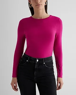 Supersoft Fitted Crew Neck Long Sleeve Tee Pink Women's XS
