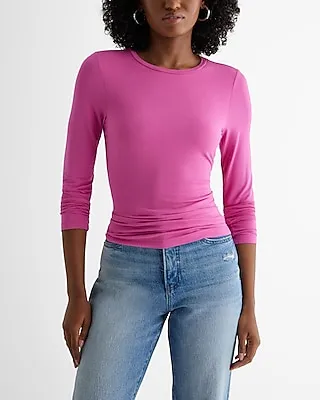 Supersoft Fitted Crew Neck Long Sleeve Tee Pink Women's XS