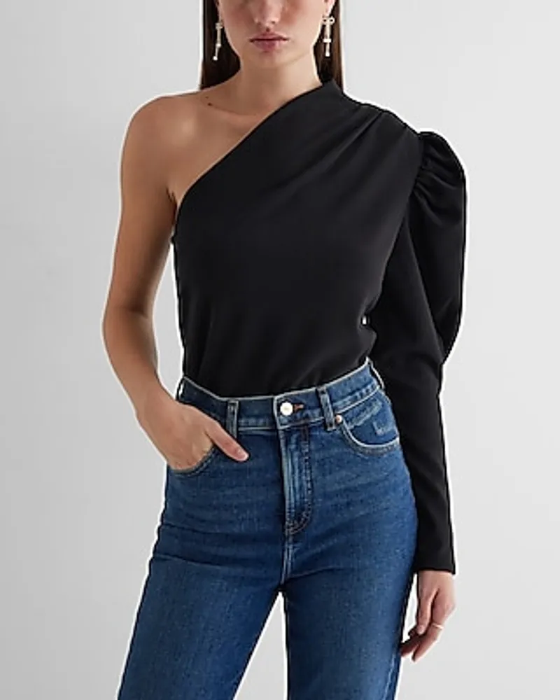 Skimming One Shoulder Puff Sleeve Top Women's