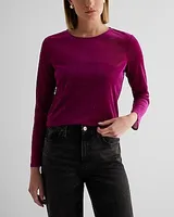 Sheer Shine Crew Neck Long Sleeve Tee Pink Women's M