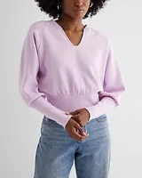 V-Neck Banded Bottom Fleece Sweatshirt