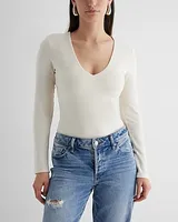 Body Contour Cozy V-Neck Long Sleeve Bodysuit Neutral Women's XL