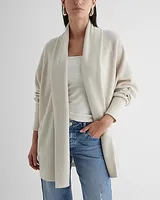 Waffle Knit Cardigan Gray Women