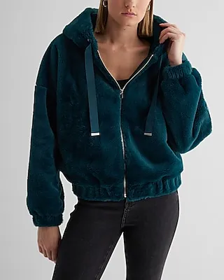 Faux Fur Zip Up Hoodie