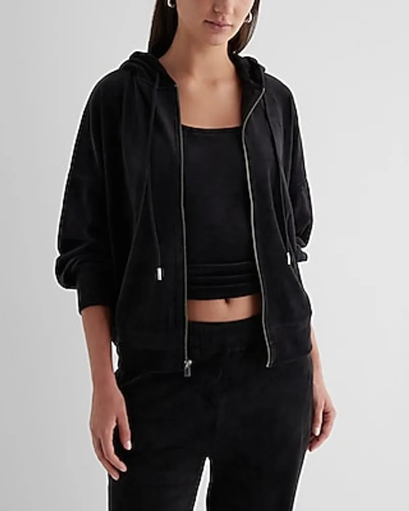 Relaxed Velour Zip Up Hoodie Women's