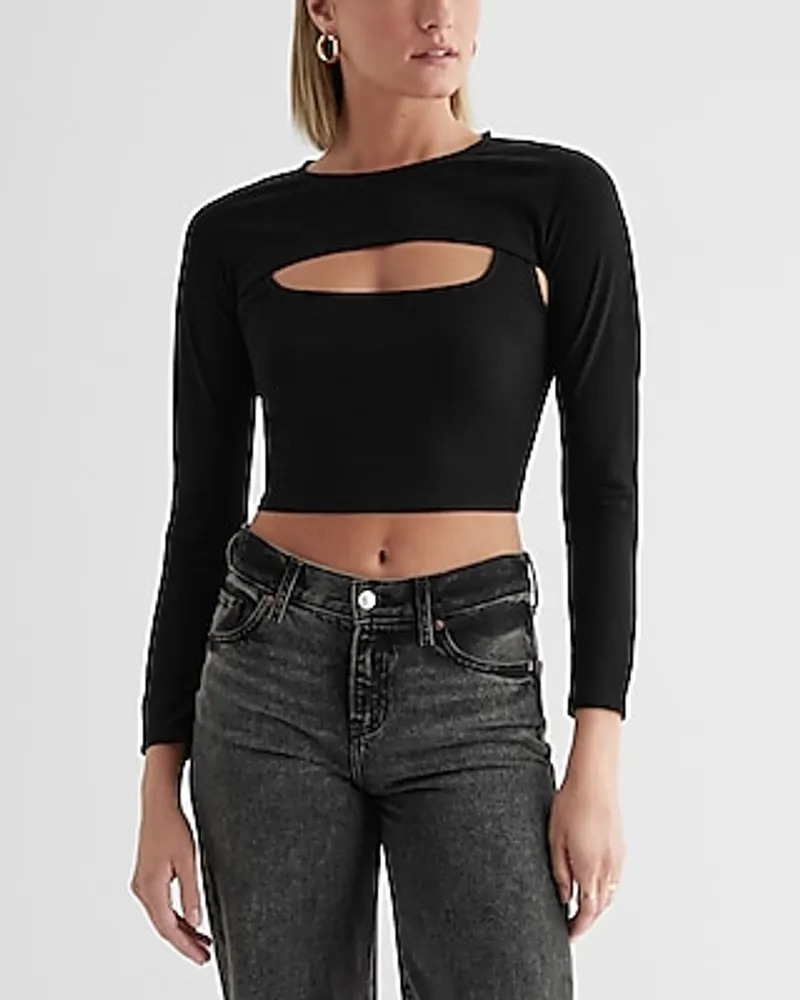 Express Women's Ribbed Square Neck Crop Top