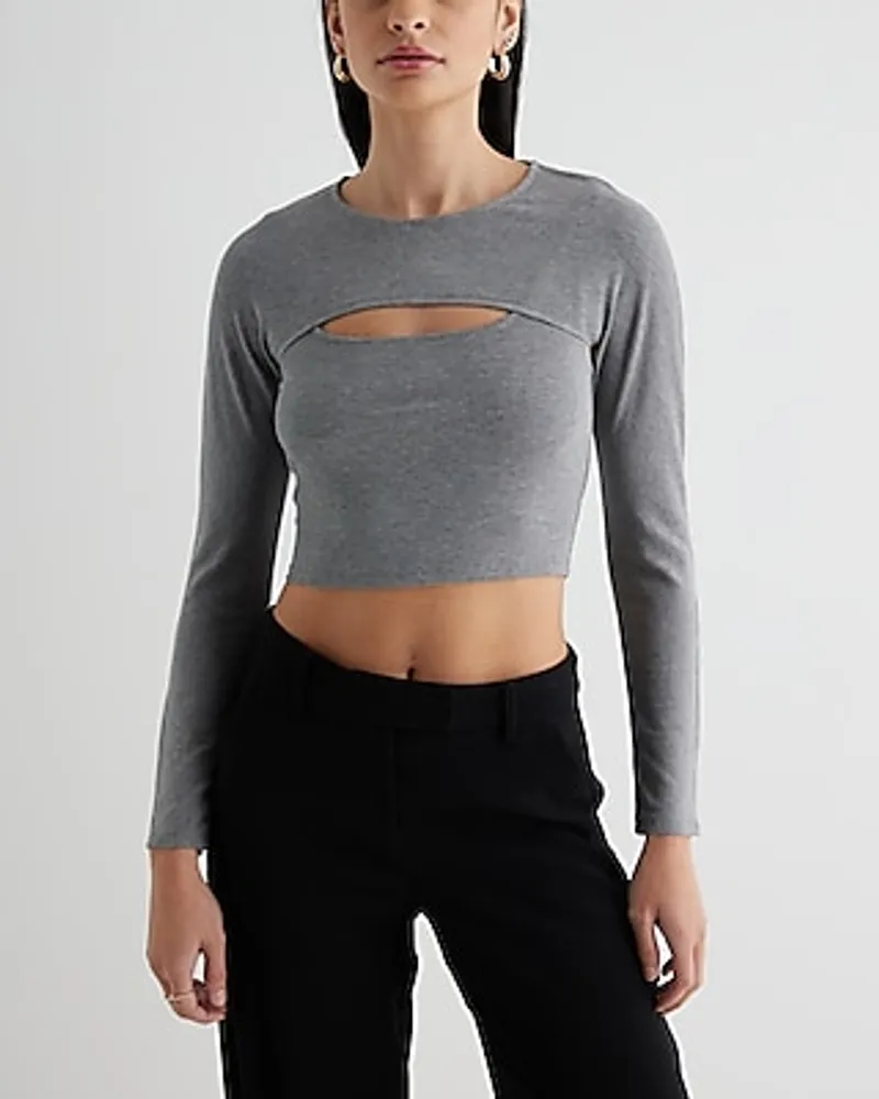 Express Women's Ribbed Square Neck Crop Top