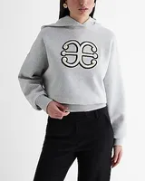 Relaxed Banded Bottom E Monogram Fleece Hoodie Gray Women's