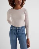 Body Contour Luxe Lounge Crew Neck Long Sleeve Bodysuit Gray Women's