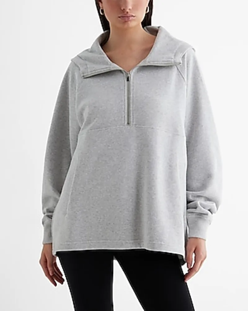 Quarter Zip Oversized Fleece Hoodie Women's M