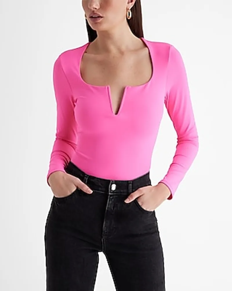 Express Bodycon High Compression V-Wire Long Sleeve Bodysuit Women's