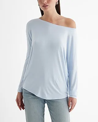 Casual Relaxed Off The Shoulder Long Sleeve London Tee Women's