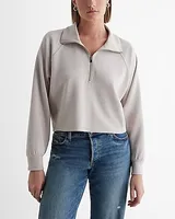 Quarter Zip Boxy Sweatshirt Gray Women's M