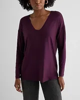 Supersoft Relaxed Shine V-Neck Long Sleeve Tee