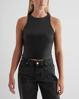 Body Contour Faux Leather High Neck Tank