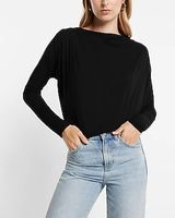 Long Sleeve Cowl Draped Back London Tee Black Women's L