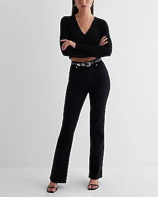 Mid Rise Black Bootcut Jeans, Women's Size:14 Short