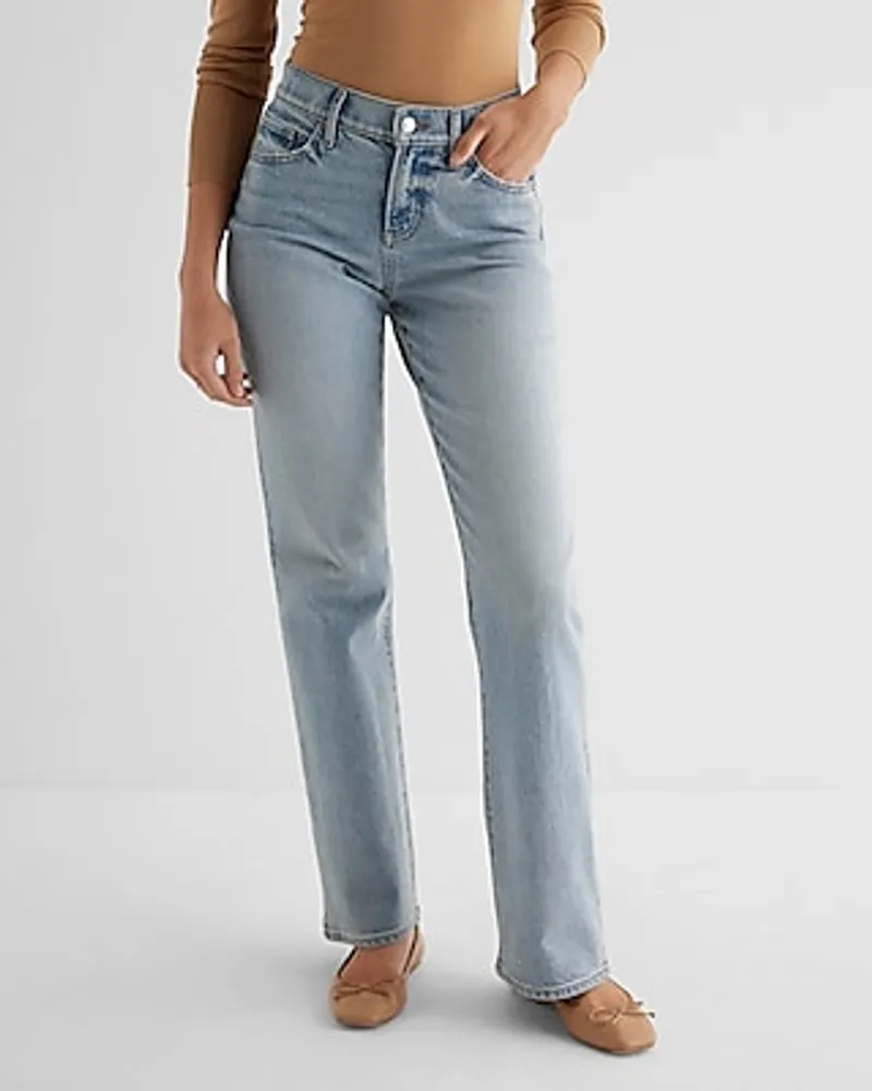 Express Mid Rise Light Wash Bootcut Jeans
