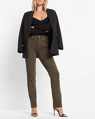 High Waisted Olive Supersoft Modern Straight Jeans