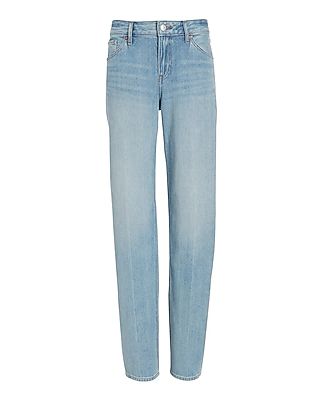Mid Rise Medium Wash Baggy Tapered Jeans Blue Women's 0