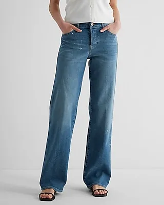 Low Rise Medium Wash Baggy Straight Jeans