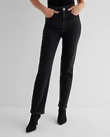 High Waisted Black Modern Straight Jeans