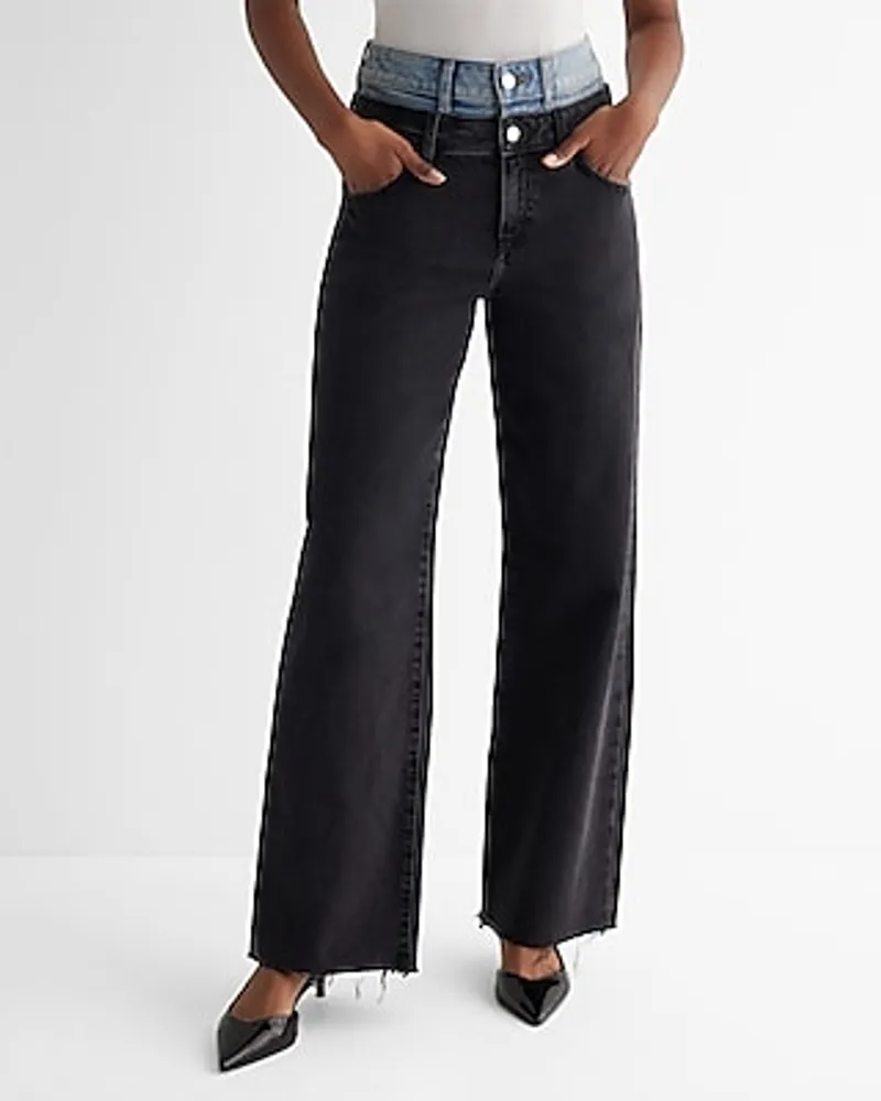 Express Black & Grey Flare Jeans for Women