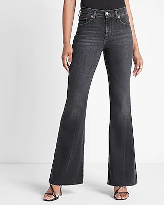 Mid Rise Black 70S Flare Jeans