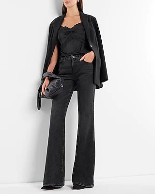 Mid Rise Black 70S Flare Jeans