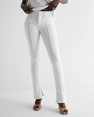 Mid Rise White Pintuck Skyscraper Jeans, Women's Size:14 Long