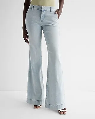 Mid Rise Light Wash Tall Hem '70S Flare Jeans