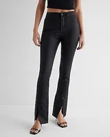 Mid Rise Black Coated Front Vent Skyscraper Jeans