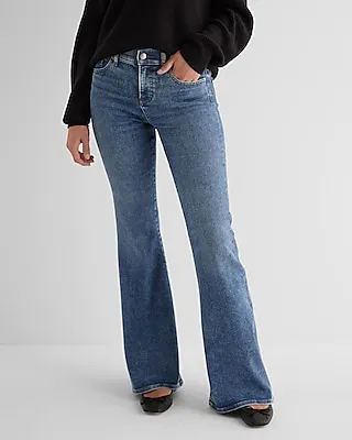 Mid Rise Medium Wash '70S Flare Jeans