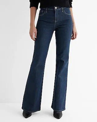 Mid Rise Medium Wash Back Center Seam '70S Flare Jeans