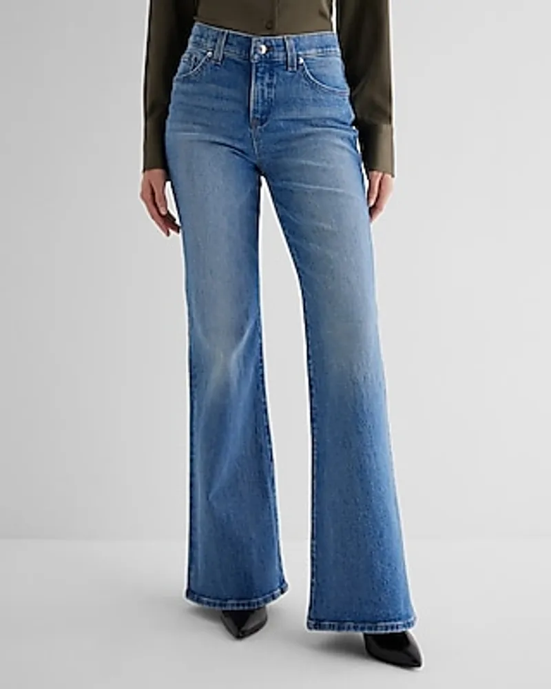 High Rise Medium Wash Flare Jeans