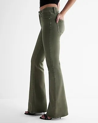 Mid Rise Green Curvy FlexX '70S Flare Jeans