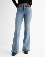 Mid Rise Light Wash Drop Hem Curvy FlexX '70S Flare Jeans, Women's Size:M